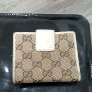 Gucci Tan and Brown Monogram Wallet